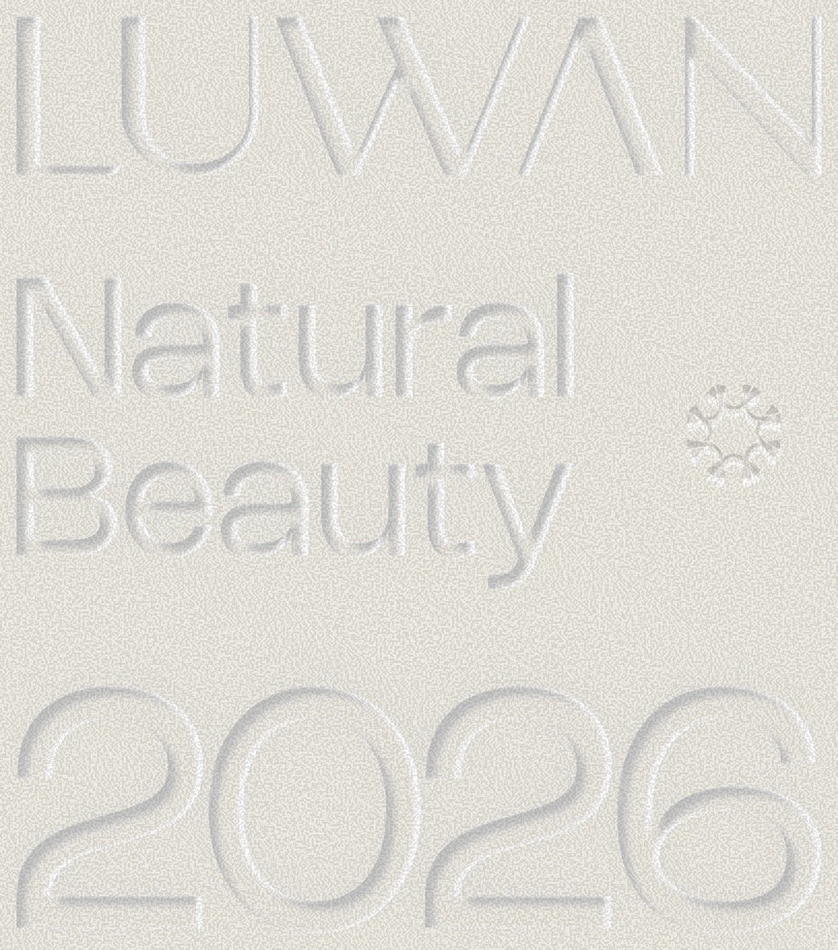 LUWAN embossed wordmark — Natural Beauty 2026